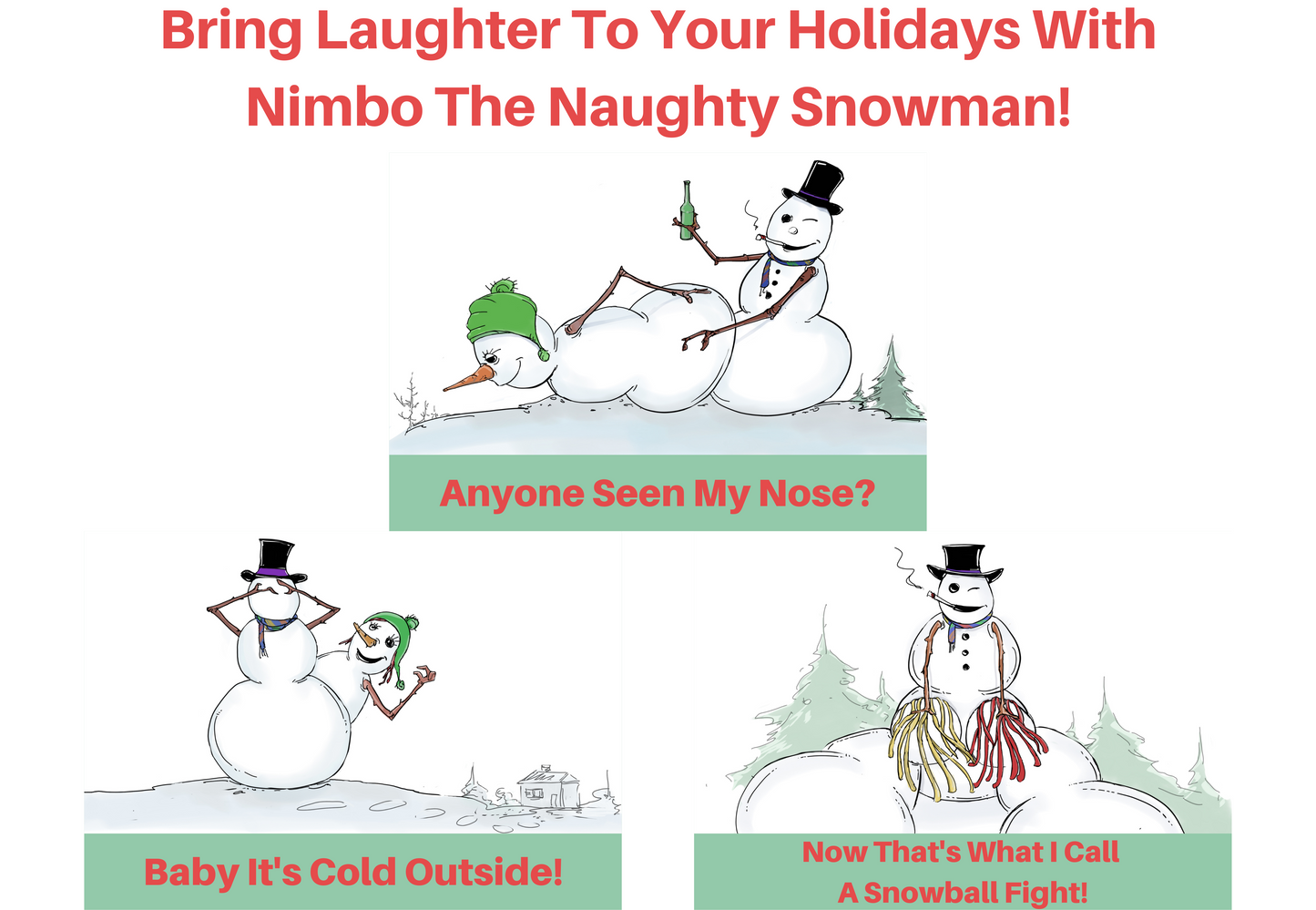 Naughty Snowman Wrapping Paper - Nimbo The Naughty Snowman - Funny Holiday Wrapping Paper